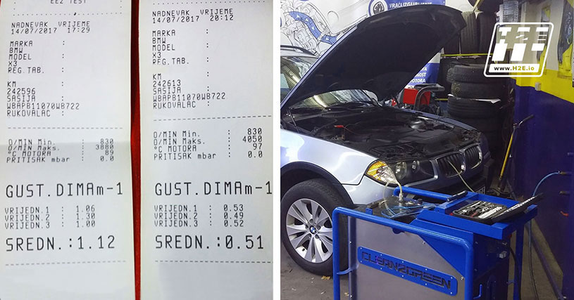 Merenje dimnosti pre i posle tretmana dekarbonizacije